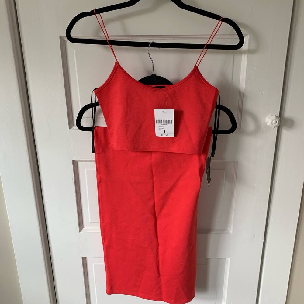Red/Orange Crop Top Pencil Skirt Set